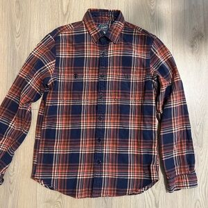 J. Crew Navy and Orange cotton Plaid Button-Down Shirt